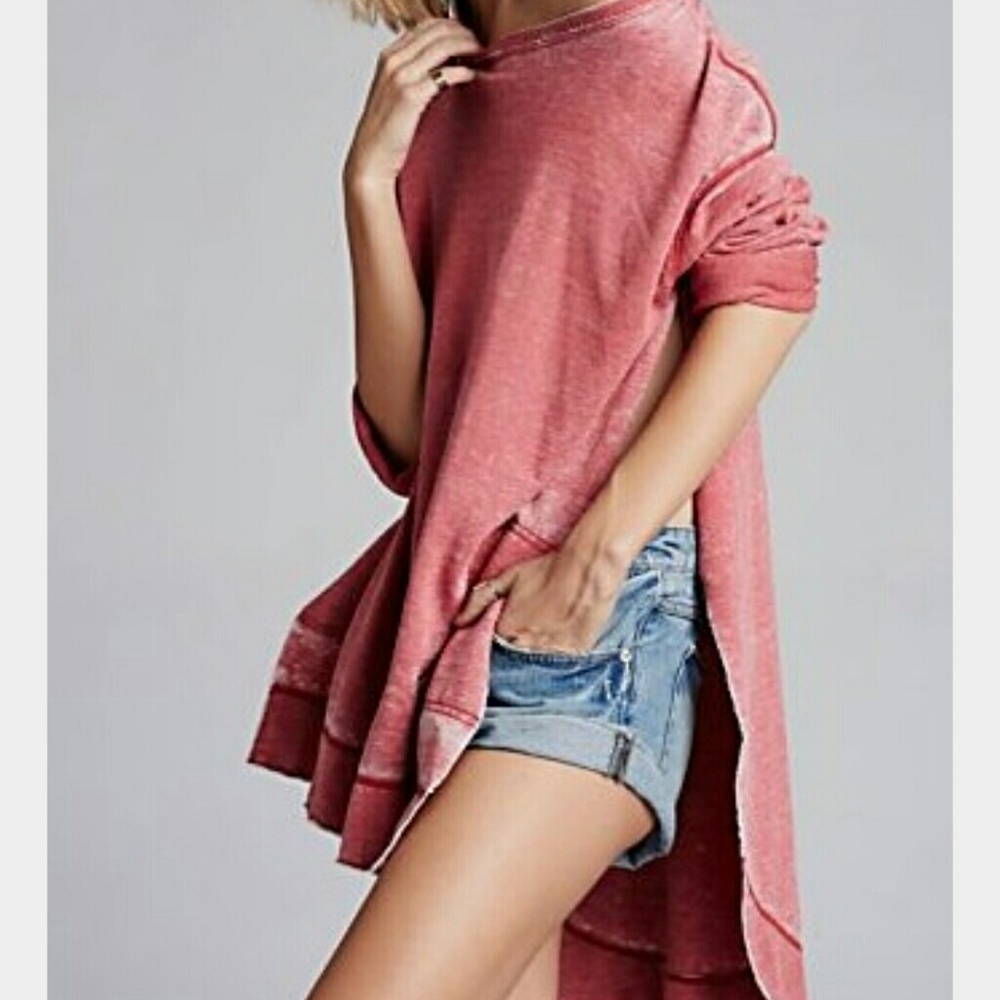 Free people pullover pocket sweatshirt tunic NWT